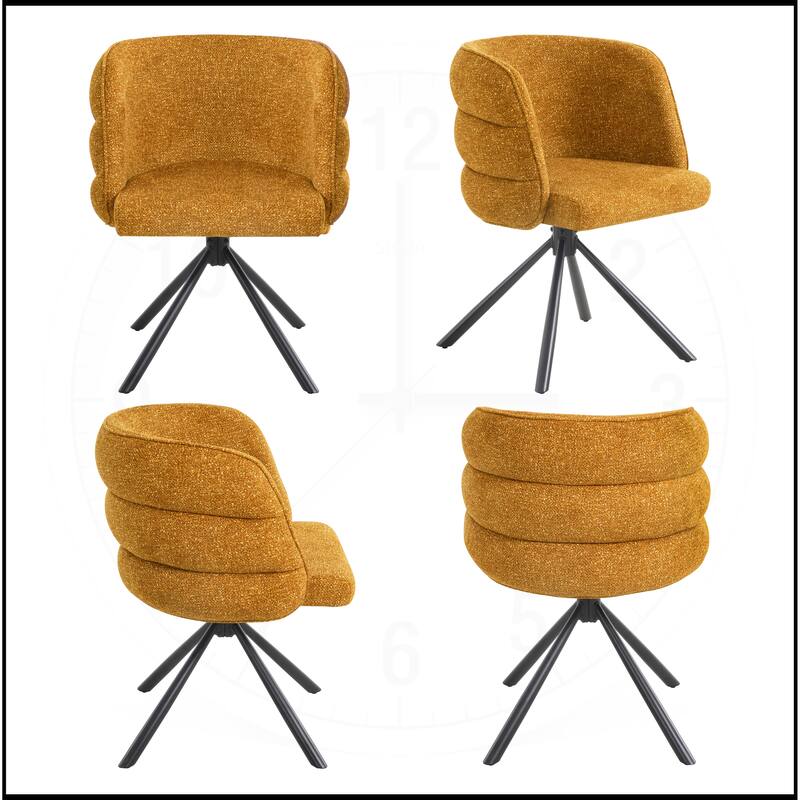 270 Degree Swivel Dining Chairs with Metal Base Set of 2