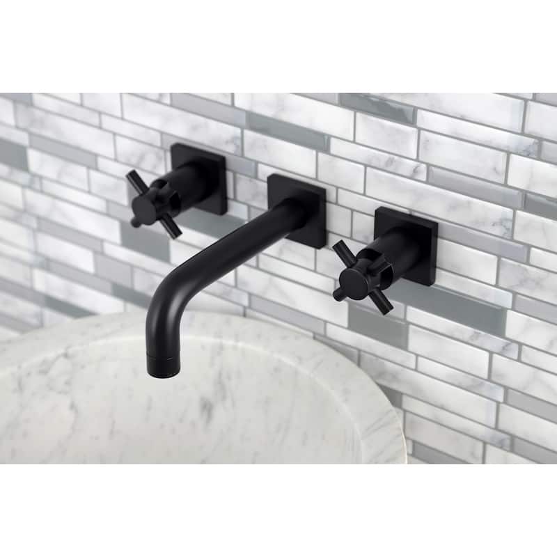 Kingston Brass Concord Two-Handle 3-Hole Wall Mount Bathroom Faucet - Matte Black