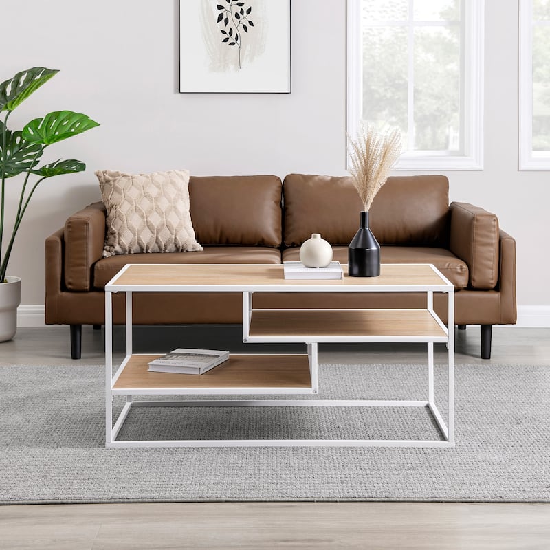 Middlebrook Designs Modern 2-Tier Coffee Table - Coastal Oak/White