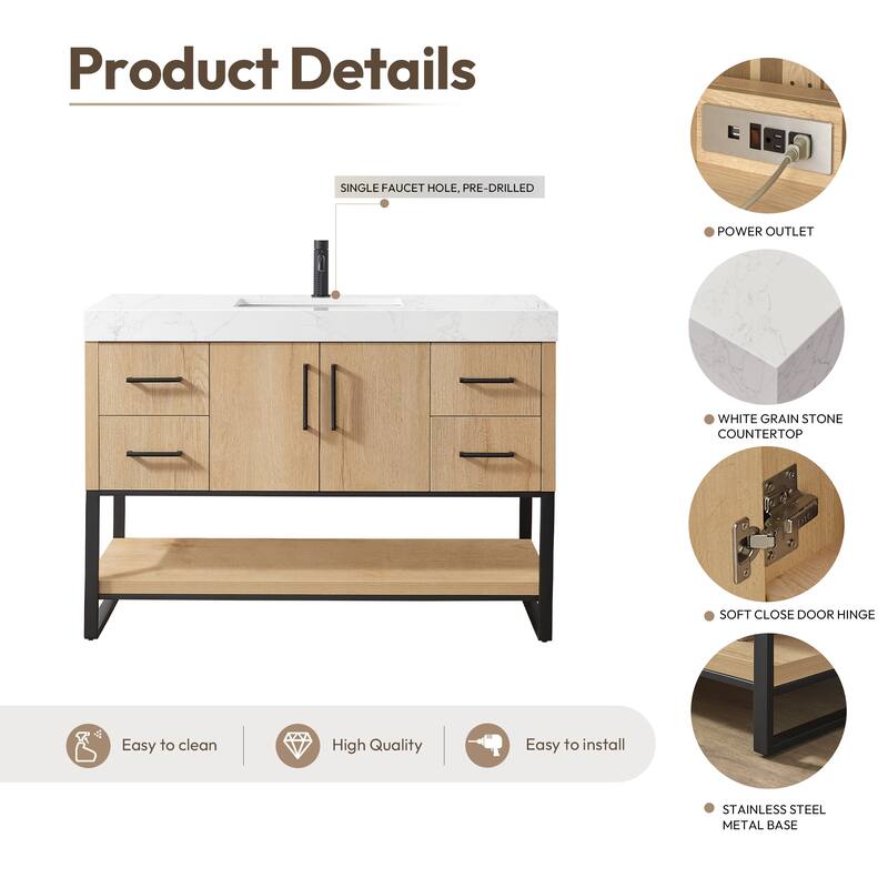 Kolkata Bathroom Vanity in Weathered Oak without Mirror