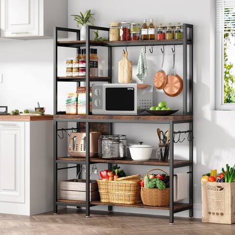 5-Tier Kitchen Bakers Rack with Storage Hutch for Kitchen, Microwave Oven Stand,Kitchen Utility Storage Shelf