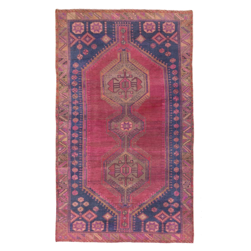 ECARPETGALLERY Hand-knotted Antalya Vintage Dark Pink Wool Rug - 5'4 x 9'2