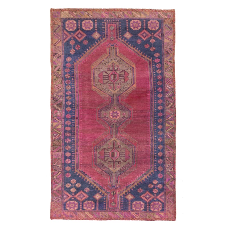 ECARPETGALLERY Hand-knotted Antalya Vintage Dark Pink Wool Rug - 5'4 x 9'2