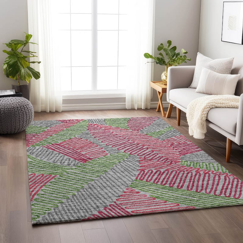 Premium Washable Super Soft Modern Floral Mayfield Rug - Pink - 5' x 7' 6" - Rectangle