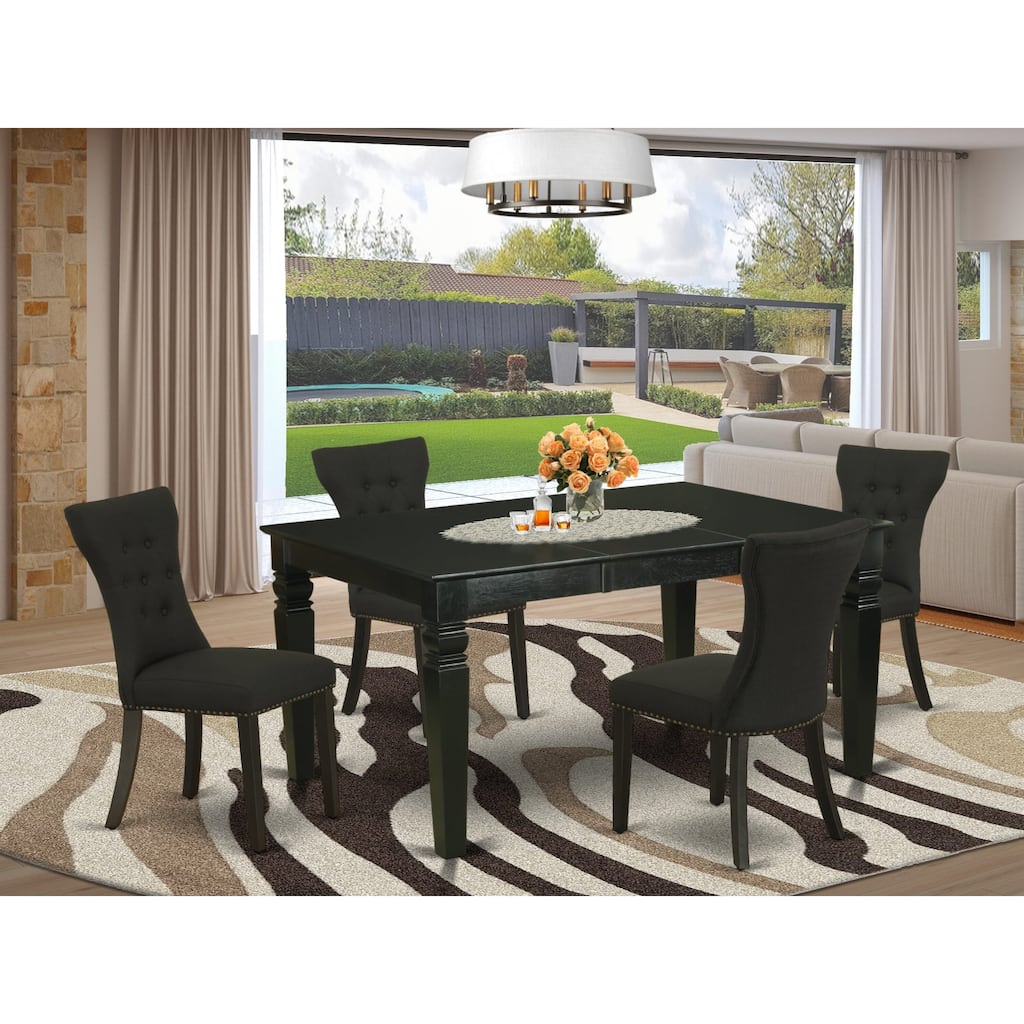 East West Furniture 5 Piece Kitchen Table Set- a Dining Table and 4 Linen Fabric Parsons Chairs(Finish Options)