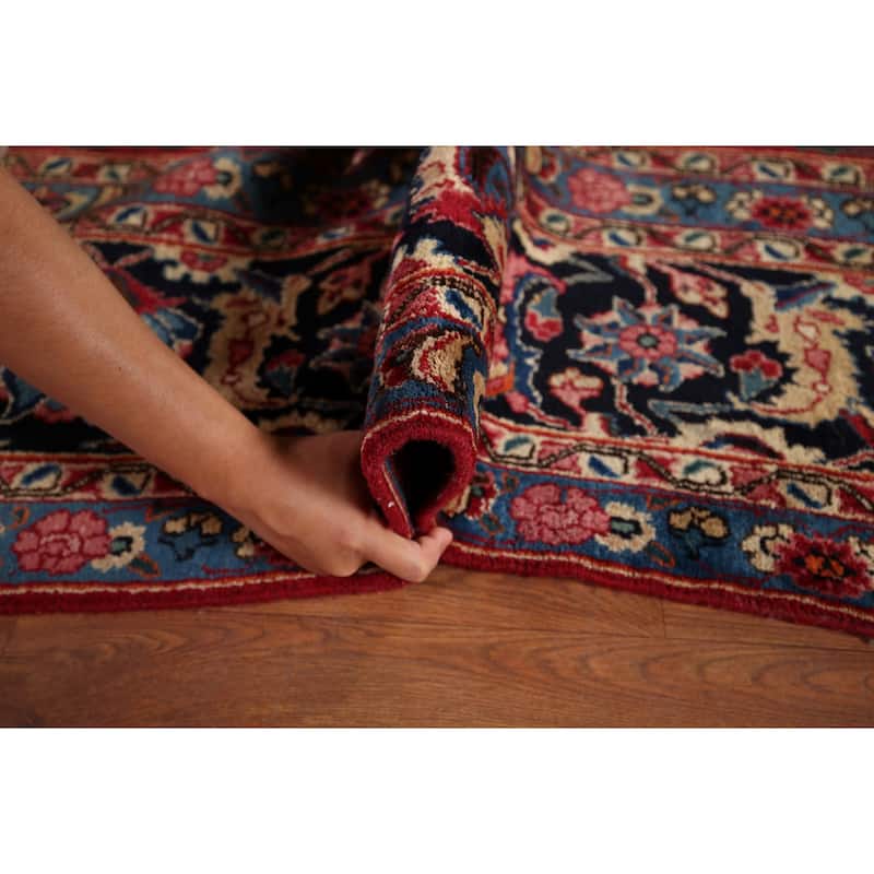 Floral Mashad Large Antique Persian Area Rug Handmade Wool Carpet - 9'6" x 16'4"
