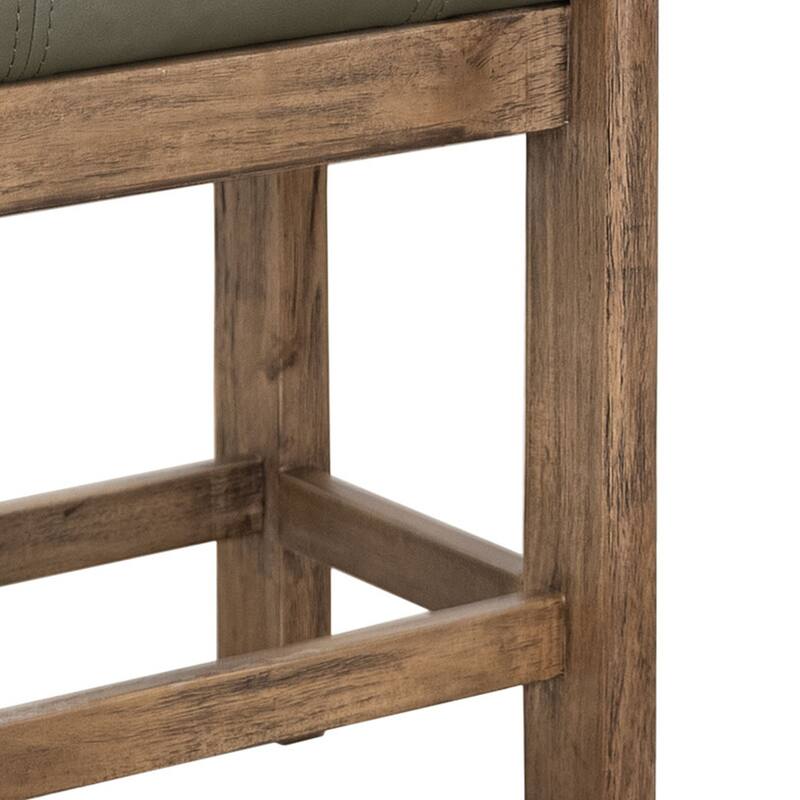 Eray Counter Stool, Almond, Barrel Brown, Olive Green Faux Leather