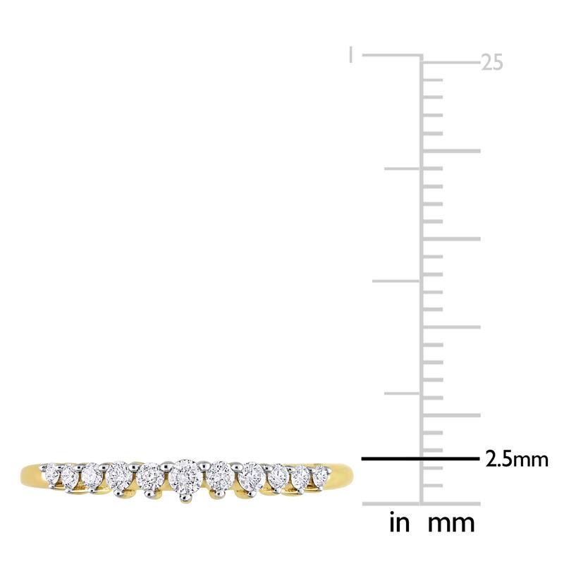 Miadora 10k Yellow Gold 1/5ct TDW Diamond Stackable Semi-Eternity Wedding Band Ring