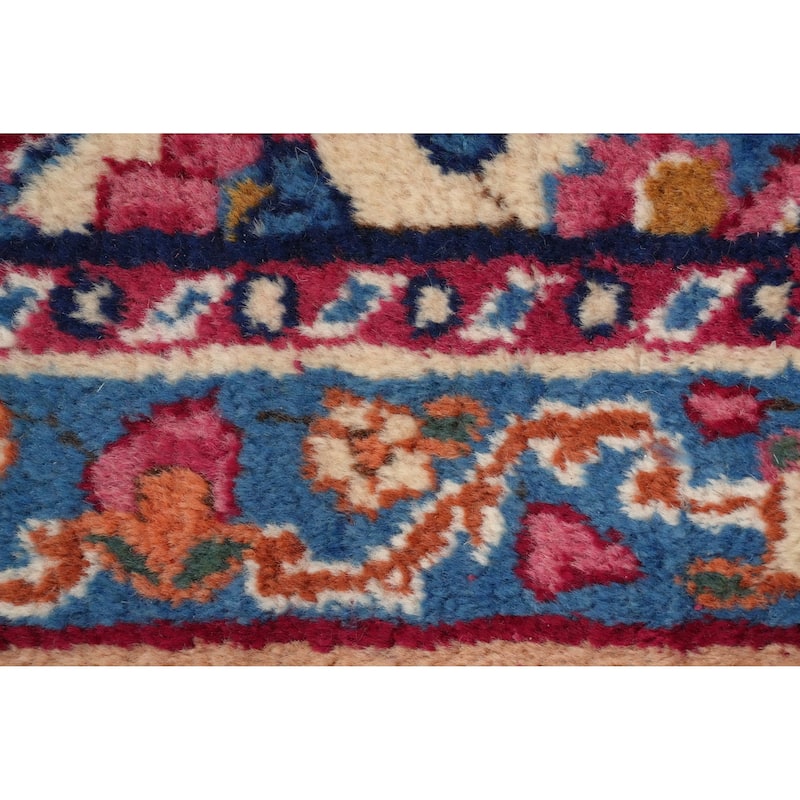 Hand Knotted Oriental 100% Wool Carpet Traditional Floral Beige & Ivories Kerman Area Rug - 11' 5'' X 8' 1''