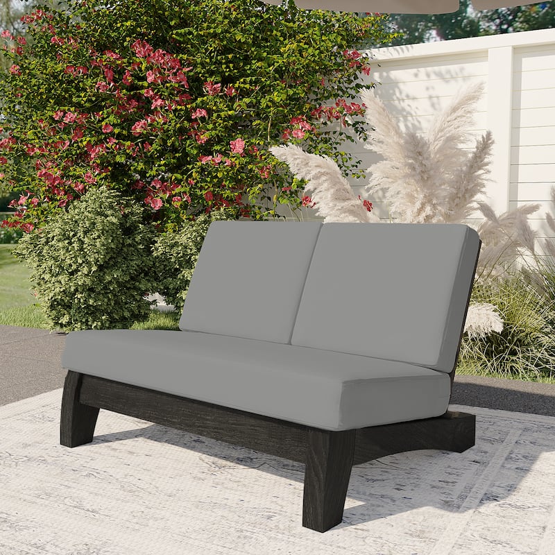Sectional Wood Furniture 2 Seat Armless Patio Sofa - Loveseat/Separate cushion - Grey