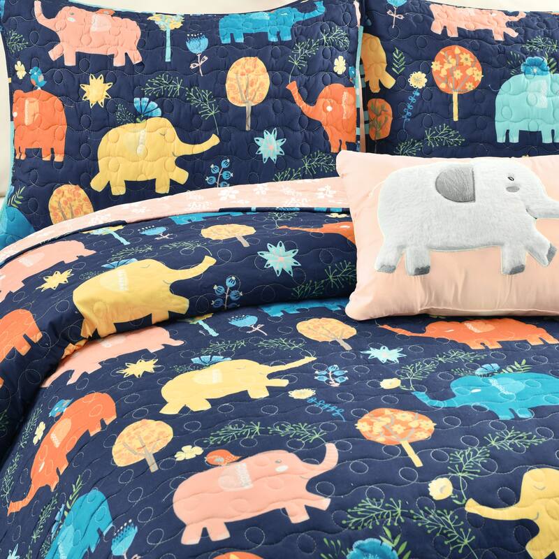 Lush Decor Hygge Elephant Quilt Set