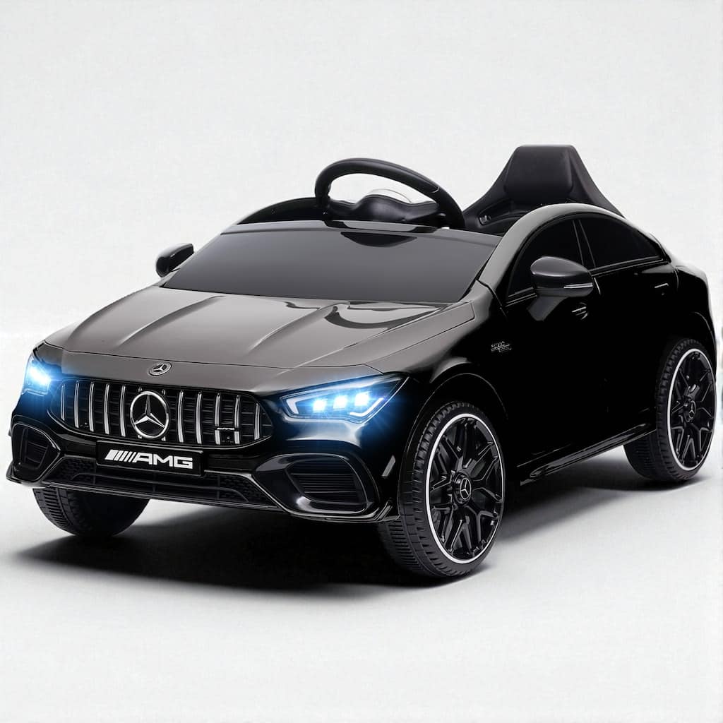 12V Mercedes-Benz AMG CLA 45 Kids Ride-On Car, Remote Control, LED Lights, Spring Suspension, Music Horn