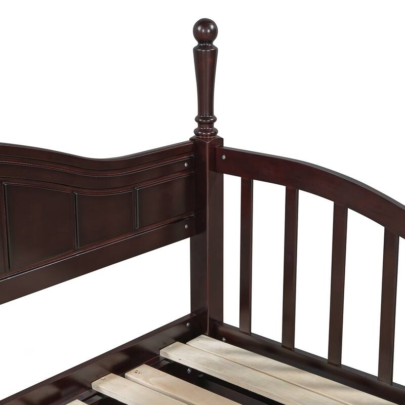 Wooden Twin Size Daybed with Twin Size Trundle, Extendable Daybed with Two Storage Drawers