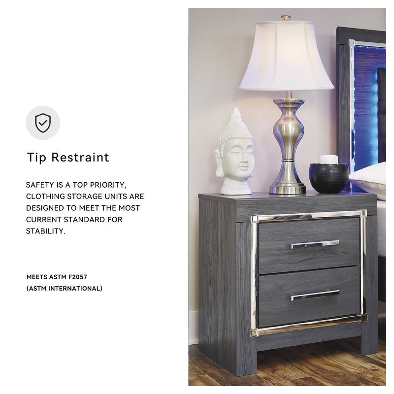 Lodanna Two Drawer Night Stand - Contemporary Style - Gray