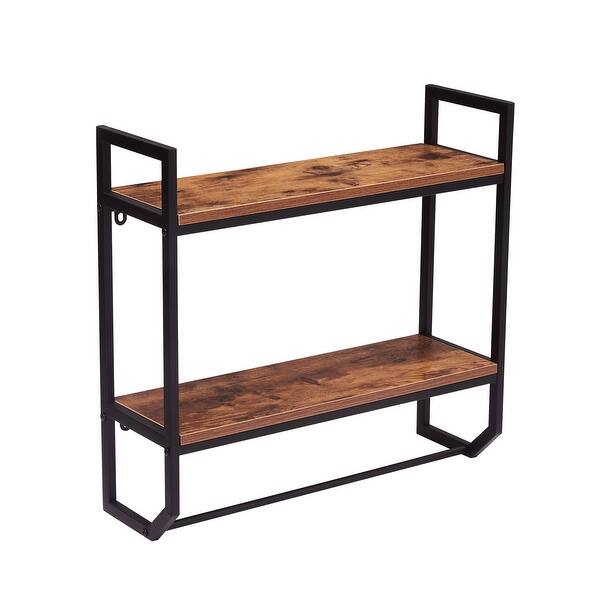 Kinbor 2 Tier Wall Shelf Bathroom Wall Storage Rack Over Toilet With Towel Bar And Industrial Wood Storage Shelves Overstock 32639909 What are the shipping options for bathroom shelves?