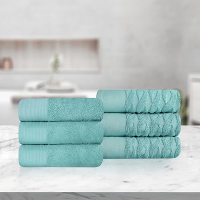 Turkish Cotton Herringbone and Solid Hand Towel Set by Superior