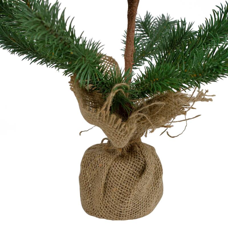 2' Ponderosa Pine Artificial Christmas Tree Jute Base Decoration