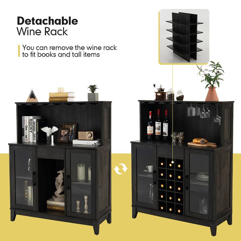 Costway 2-Door Buffet Bar Cabinet Kitchen Storage Sideboard Wine Rack