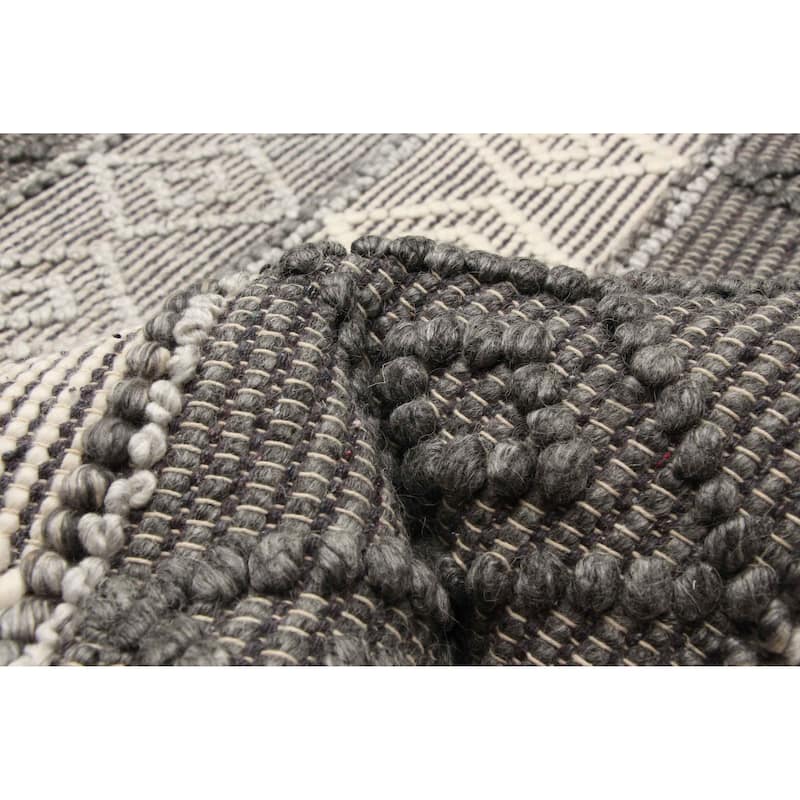 ECARPETGALLERY Braid weave Sienna Grey Wool Rug - 5'2 x 8'0