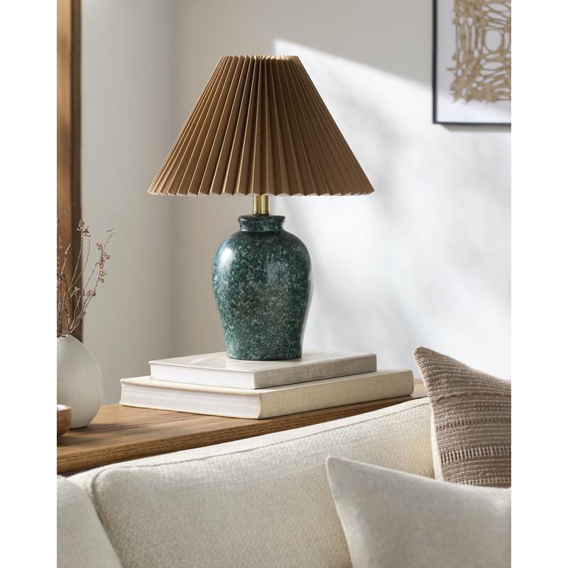 Livabliss Besson Traditional Accent Table Lamp - 19"H x 14"W x 14"D - Green/Gold