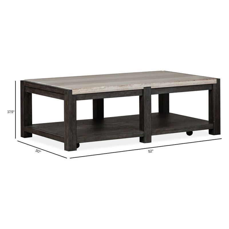 Magnussen Home Plum Creek Ravenwood Black Rectangular Cocktail Table with Casters - 52''W x 30''D x 17.5''H