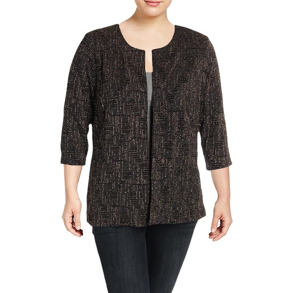 Alex Evenings Women/'s Plus Size Embroidered 3//4-Sleeve Jacket
