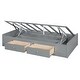 preview thumbnail 10 of 28, Twin Bunk Bed with Wardrobe, 6-Drawers, Hydraulic Lift Storage and Shelving, Space-Saving Design for Kids or Guest Rooms, Grey