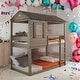 preview thumbnail 2 of 5, Twin Over Twin Bunk Bed with Built-in Ladder,Guardrails-Grey