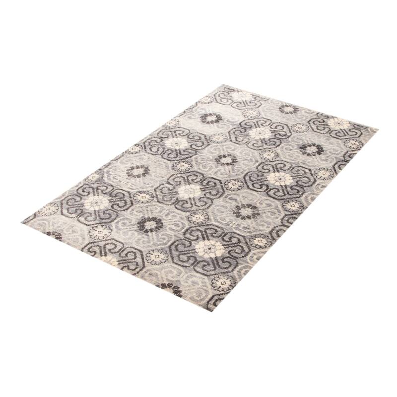 ECARPETGALLERY Hand-knotted Mystique Grey Wool Rug - 3' 11" x 6' 1"