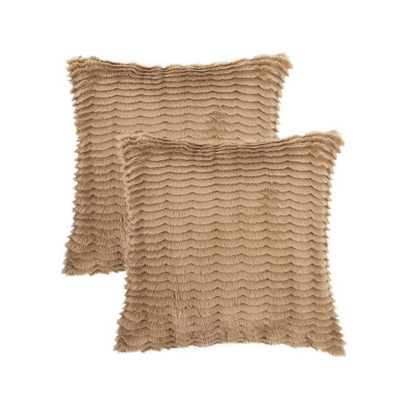 Wavy Pattern FauxFur Pillow Shell Soft Decorative Cushion Cover