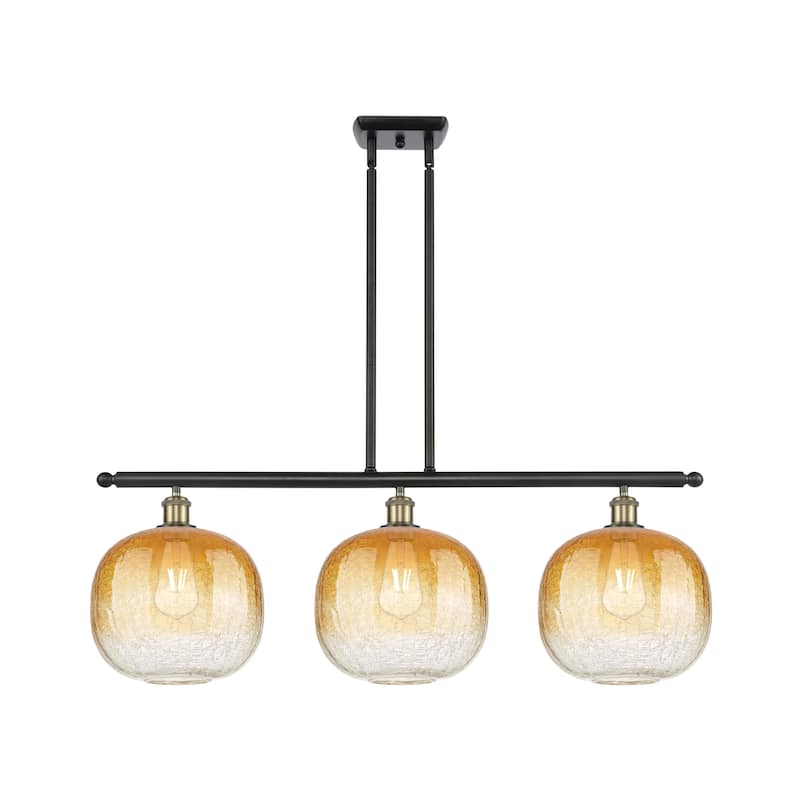 Innovations Lighting Endless Possibilities Ballston - Brookhaven Sphere - 3 Light 37" Stem Hung Island Light - Black Antique Brass/Amber