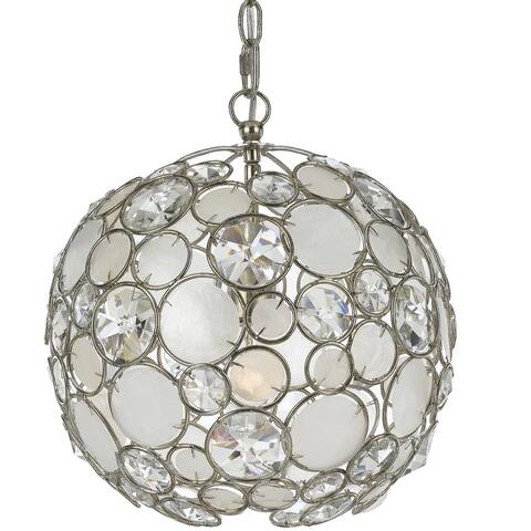 Palla 1 Light Antique Silver Sphere Mini Chandelier - 13'' W x 14'' H
