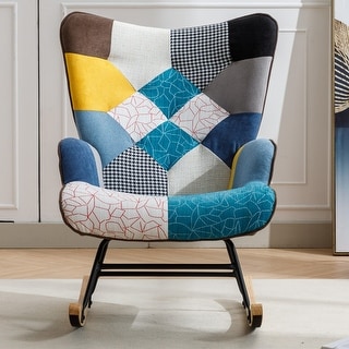 Nursery Glider Rocking Chair Patchwork Accent Chair Lounge Rocker Chair ...