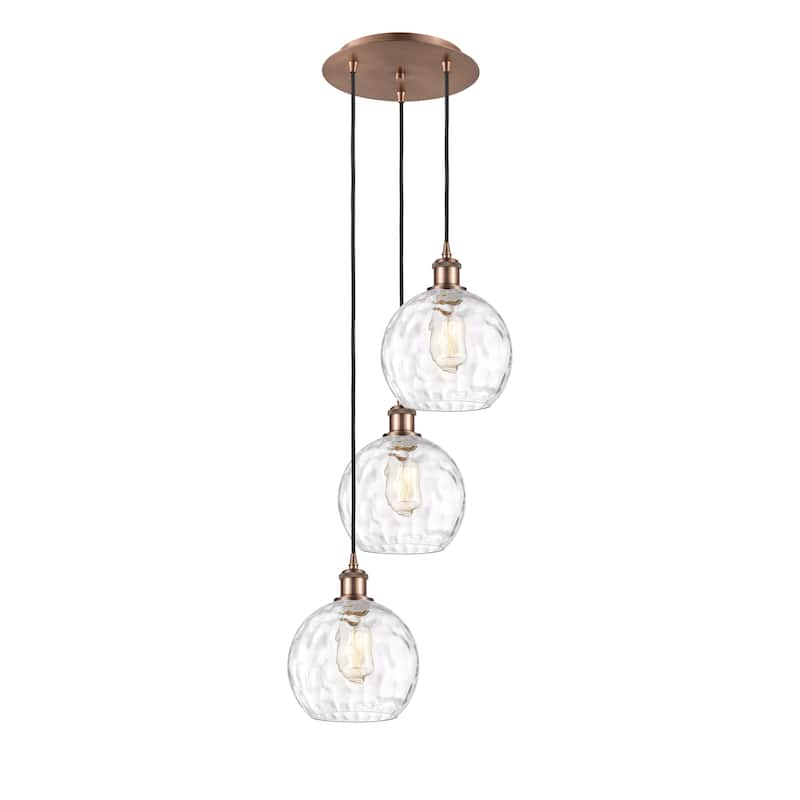 Innovations Lighting Athens Water Glass 3 Light 15" Multi-Pendant - Antique Copper