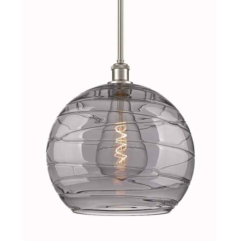 Innovations Lighting 516-1S-16-14 Athens Deco Swirl Pendant Athens - Brushed Satin Nickel / Light Smoke Deco Swirl