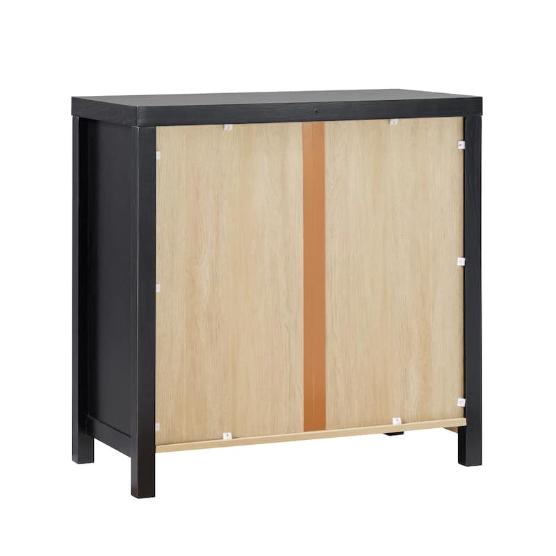 Walker Edison Modern Arched Glass Accent Cabinet with Brass Hardware