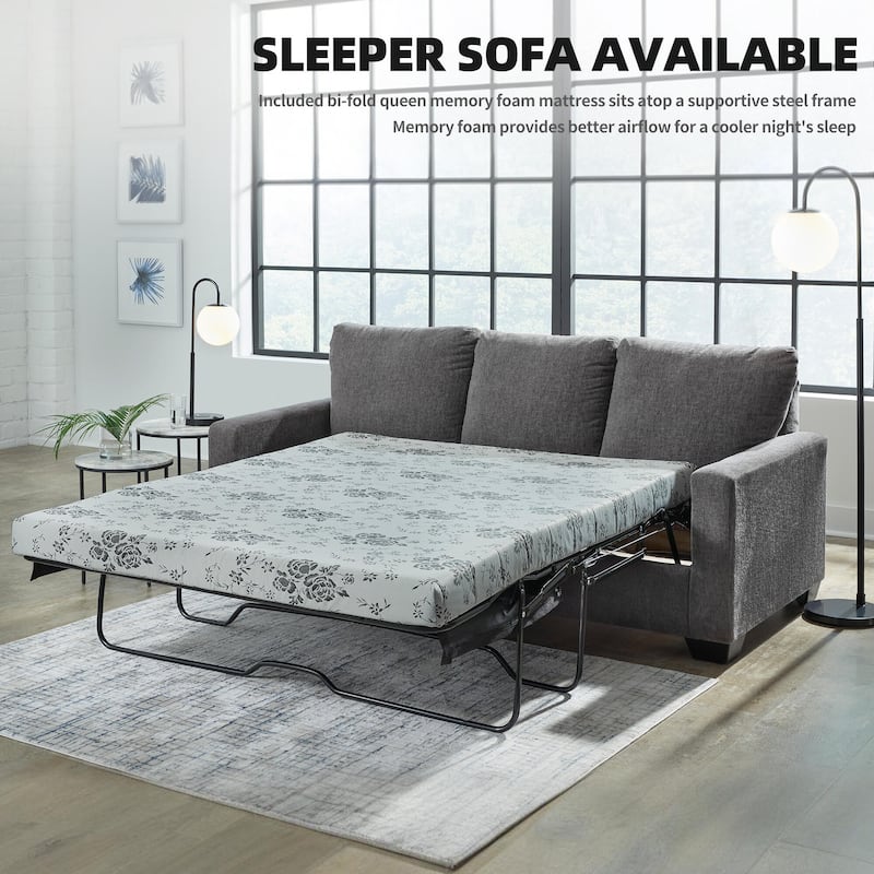 Signature Design by Ashley Rannis Pewter Queen Sofa Sleeper - 85"W x 40"D x 39"H