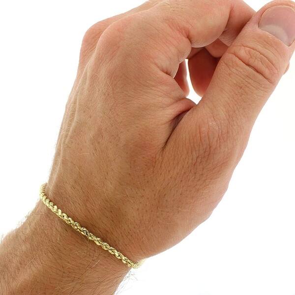 10k Yellow Gold 2 5mm Solid Rope Diamond Cut Link Bracelet 7 9 Gold Bracelet For Men Women 100 Real 10k Gold Overstock 31826622