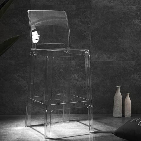 Kunis Clear Poly Bar Height Bar Stool (Set of 2)