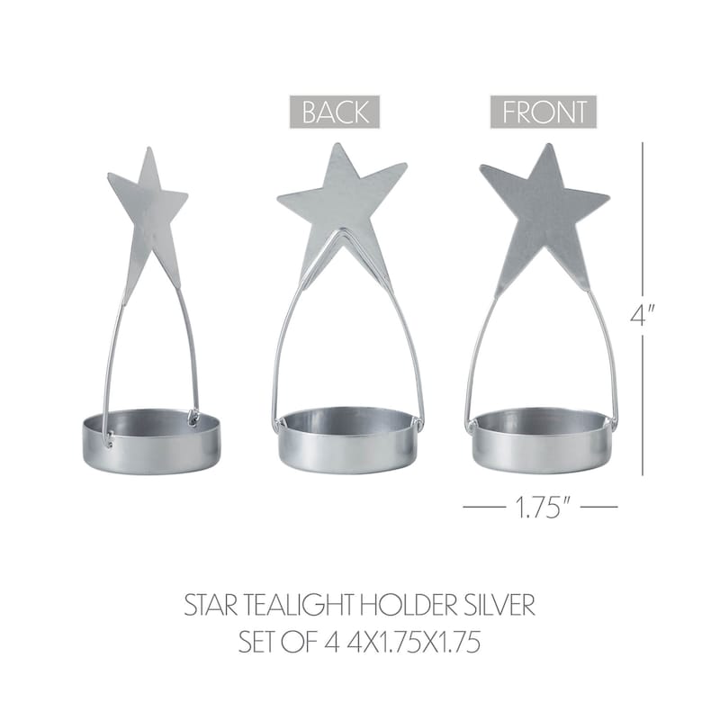 Star Tealight Holder Silver Set of 4 4x1.75x1.75 - N/A