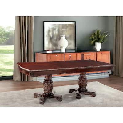 96" Dark Brown Solid Wood And Solid Manufactured Wood Double Pedestal Base Dining Table