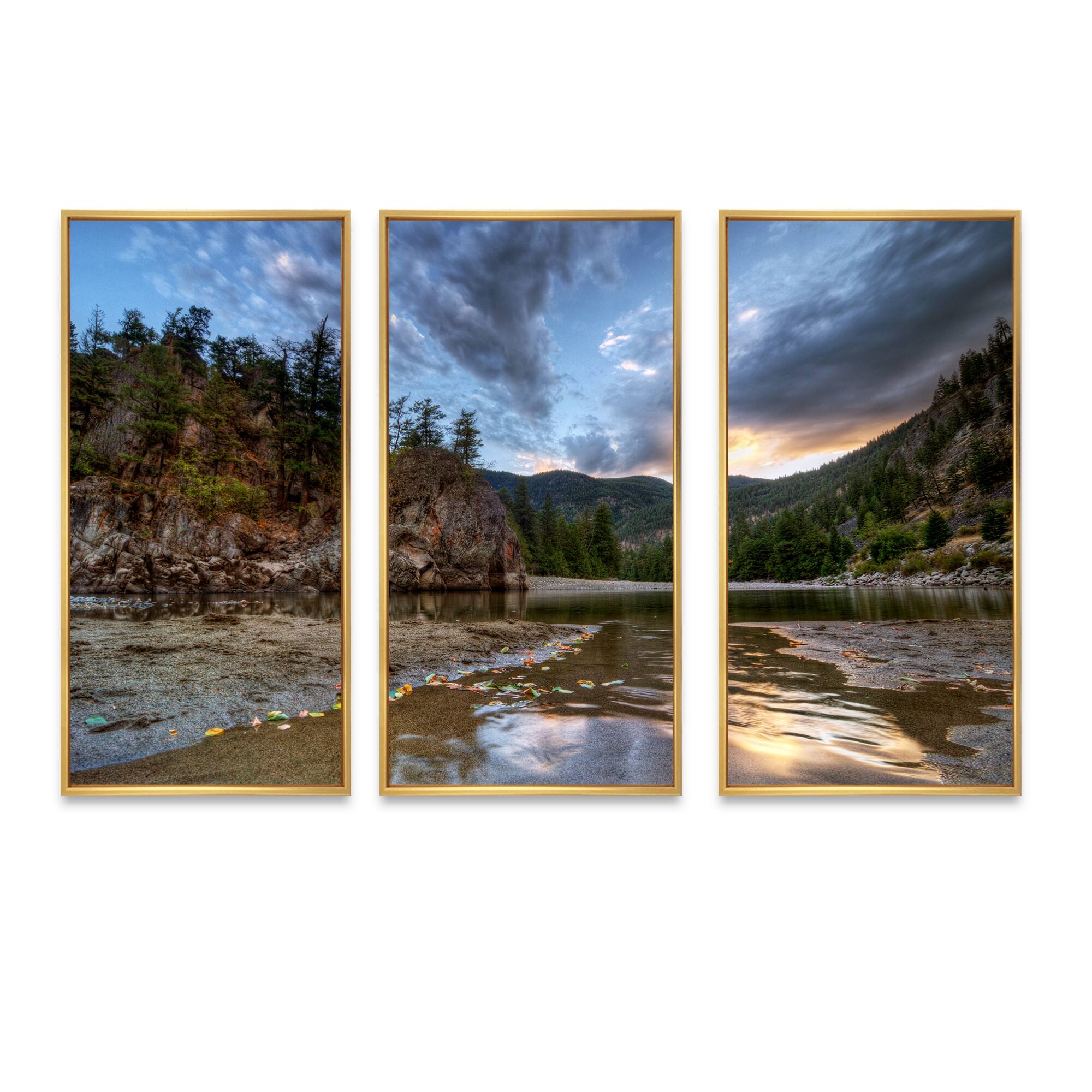 Designart "Peaceful Evening at Mountain Creek" Landscape Framed Wall