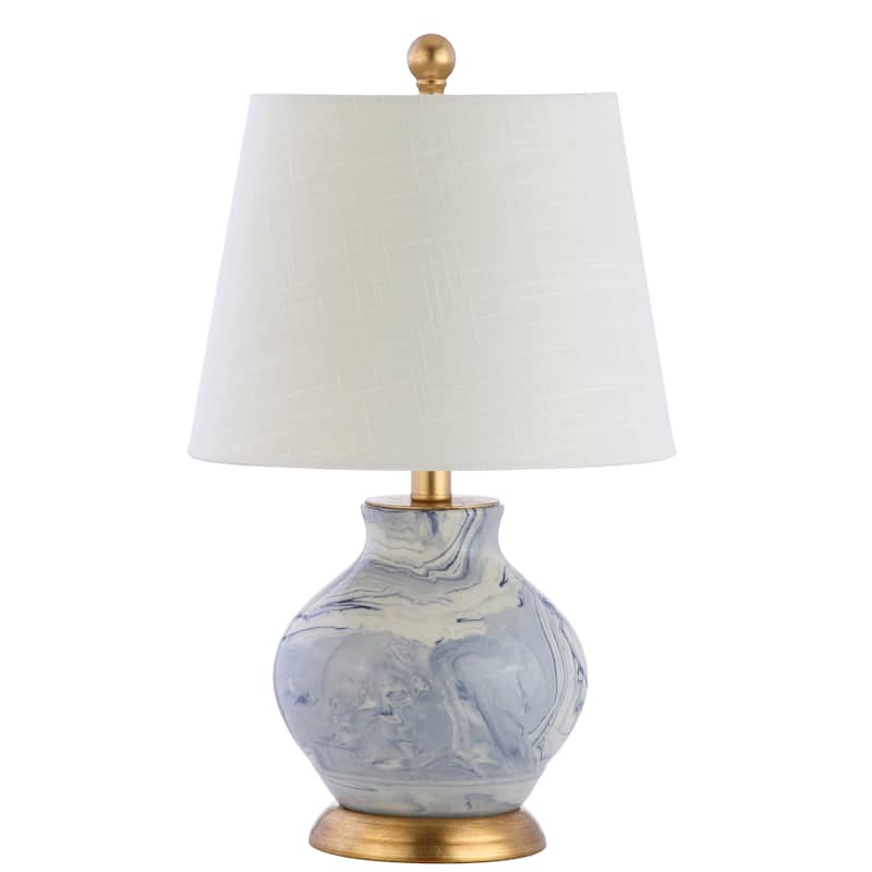 Holly 20.5" Marbleized Ceramic LED Table Lamp, Blue/White by JONATHAN Y