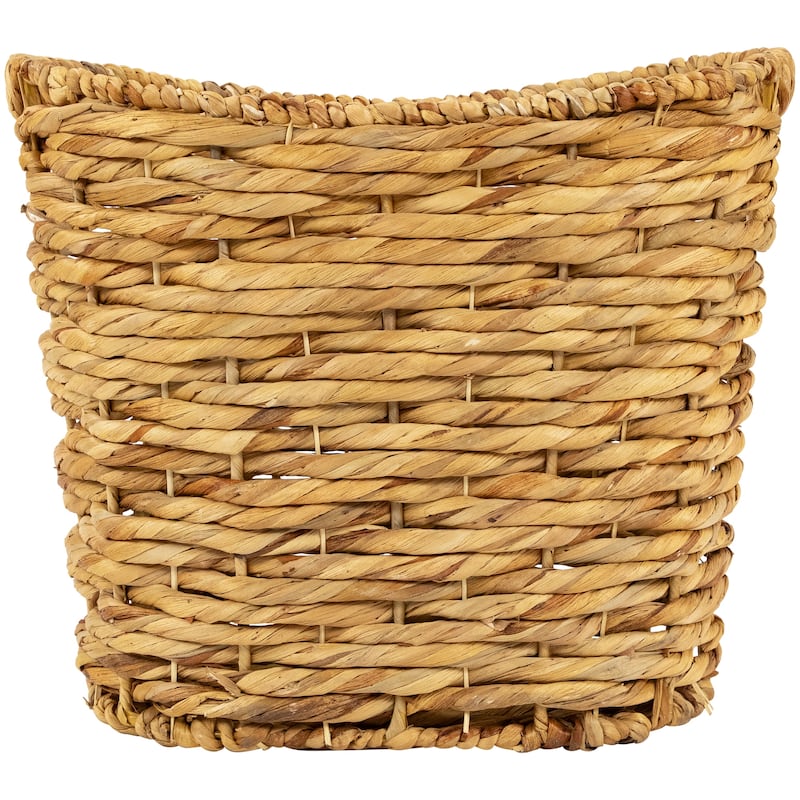 3 Oval Braid Weave Water Hyacinth Baskets Built-In Handles 17.25"