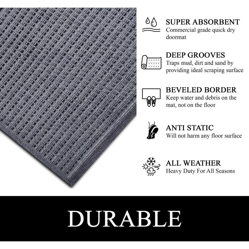 A1HC New All Weather Superior Dirt and Moisture Absorbing Polypropylene Door Mat with Non-Slip Backing for Inside Outside Use