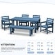 preview thumbnail 24 of 94, 6-Piece HDPE Outdoor Dining Table Sets with Umbrella Hole - 1-Table 4-Chairs-1-Bench