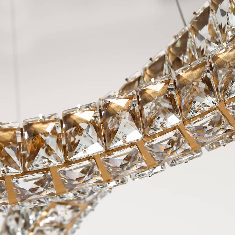 Modern 2-Light LED Chandelier Gold Island Lights for Dining Room - W34.6" x H65.4" Max