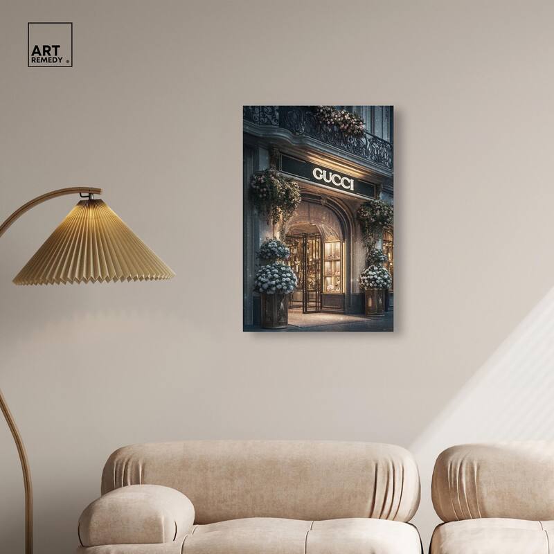 Illuminated Luxury Store Canvas by Art Remedy, Gallery Wrapped