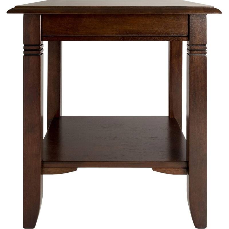 Retro End Table with Storage Shelf - Solid Wood Accent Table - 22x22 Inch Traditional Side Table - 21