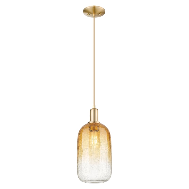 Innovations Lighting Downtown Urban - Brookhaven Cloche - 1 Light 7" Cord Hung Mini Pendant - Champagne Bronze/Amber Shade